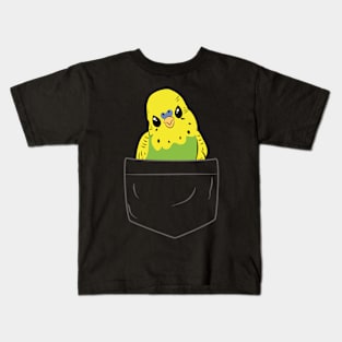 Cute Green Budgie in Pocket for Parakeet Budgerigar Lover Kids T-Shirt